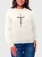 Moletom Gola Redonda Feminino Flanelado Estampa Jesus Off White - Marca Benellys