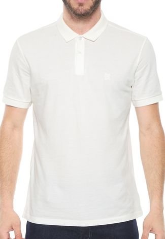 Camisa Polo Calvin Klein Reta Off-white