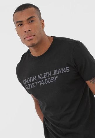 Camiseta Calvin Klein Jeans Lettering Preta