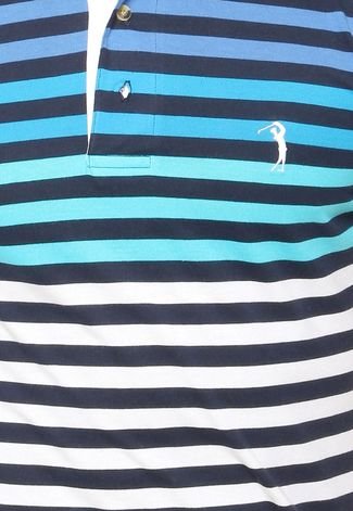 Camisa Polo Aleatory Logo Azul/Branca