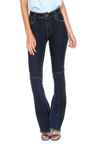 Calça Jeans GRIFLE COMPANY Flare Franjas Azul