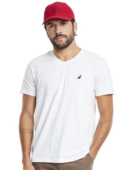 Camiseta Nautica Masculina Solid V-Neck Dark Icon Branca - Marca Nautica