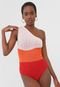 Body Tricot Dress to Ombro Único Por Do Sol Laranja/Vermelho - Marca Dress to
