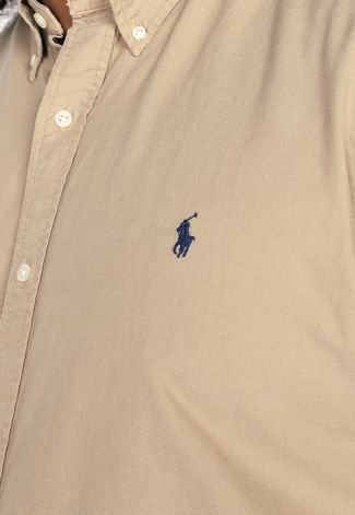 Camisa Polo Ralph Lauren Reta Custom Fit Bege