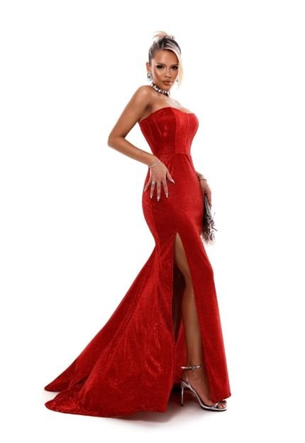 Vestido Longo Tomara que Caia Madrinhas com Fenda Majestic  Vermelho - Marca Cia do Vestido