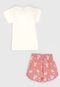 Pijama Tricae Curto Infantil Ratinho  Off-White/Rosa - Marca Tricae