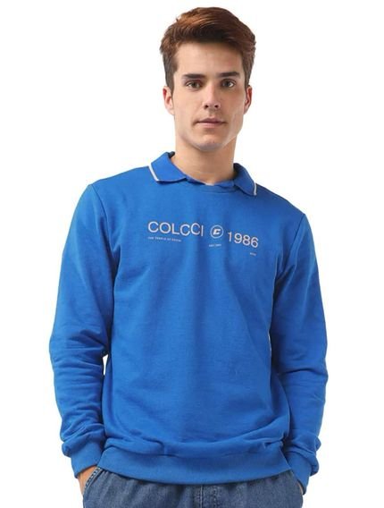 Moletom Colcci Masculino Crewneck Temple of Denim Azul Royal Incolor - Marca Colcci