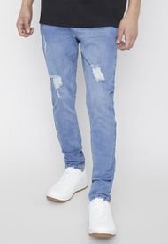 Jeans Super Skinny Roturas II Azul Medio - Hombre