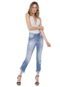 Calça Jeans Eventual Reta Cropped Assimétrica Azul - Marca Eventual