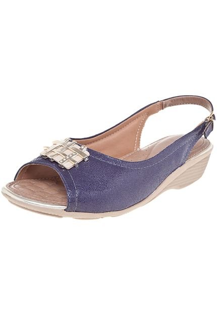 Peep Toe Comfortflex Fivela Azul - Marca Comfortflex