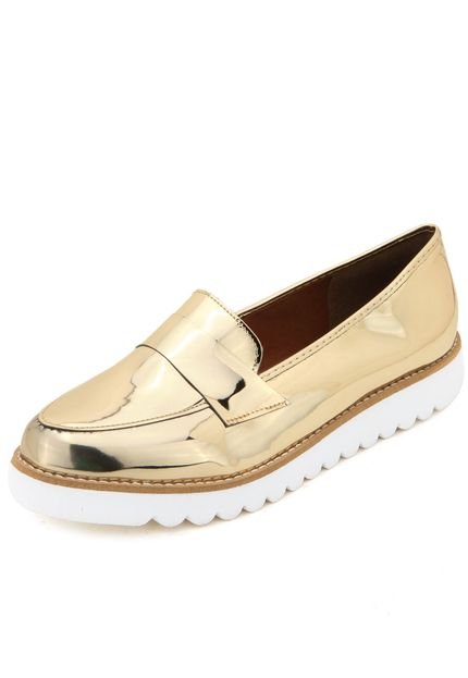 Mocassim Flatform DAFITI SHOES Tratorado Dourado - Marca DAFITI SHOES