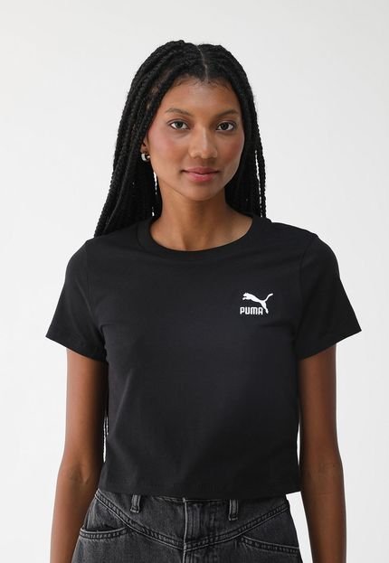 Camiseta Cropped Puma Reta Classic Baby Preta - Marca Puma