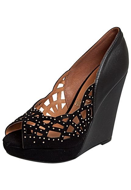 Peep Toe Vizzano Vazado Preto - Marca Vizzano