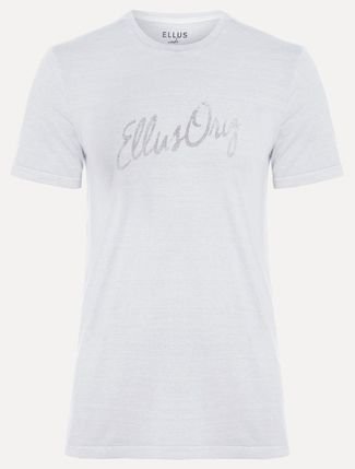 Camiseta Ellus Masculina Cotton Washed Origin. Script Cinza
