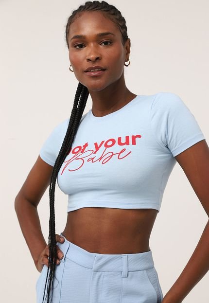 Camiseta Cropped My Favorite Things Not Your Babe Azul - Marca My Favorite Things
