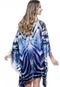 Vestido Kaftan Amplo Cetim Estampado Exclusivo Zebra Joias Azul - Marca 101 Resort Wear