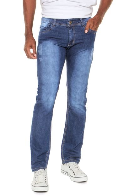 Calça Jeans Grifle Slim Estonada Azul - Marca Grifle