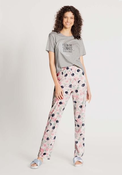 Pijama Blusa e Calça em Malha Estampado - Marca Lunender