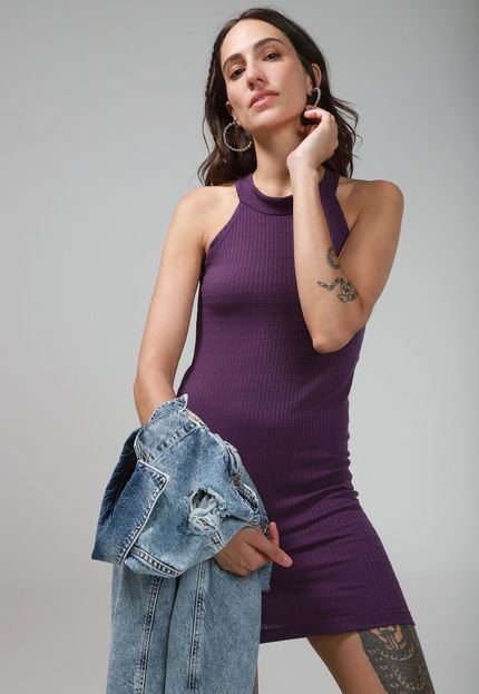 Vestido Forever 21 Curto Canelado Roxo - Marca Forever 21