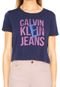 Blusa Cropped Calvin Klein Jeans Estampada Azul-Marinho - Marca Calvin Klein Jeans