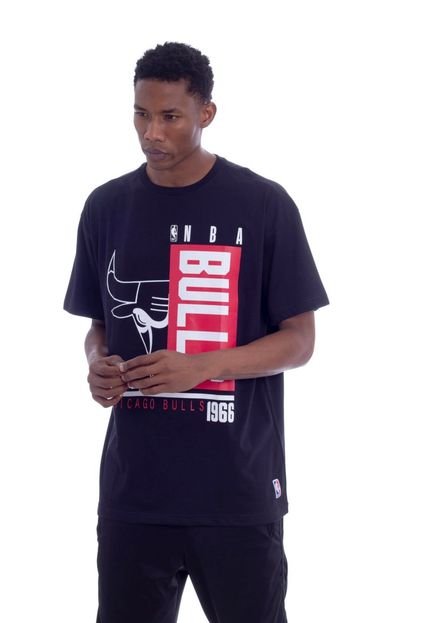 Camiseta NBA Plus Size Estampada Chicago Bulls Casual Preta - Marca NBA