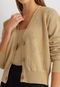 Cardigan Tricot Lauren Ralph Lauren Reto Monograma Bege - Marca Lauren Ralph Lauren