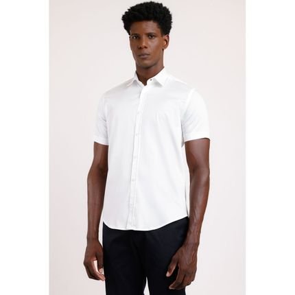 Camisa Manga Curta Cosmo Super Slim Cetim Com Elastano Branco - GG - Marca Aramis