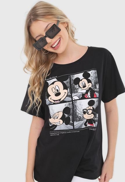Camiseta Cativa Disney Mickey Wanderlust Preta - Marca Cativa Disney