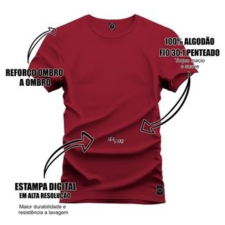 Camiseta Plus Size Agodão T-Shirt Unissex Premium Macia Estampada Luiz Furioso - Bordô
