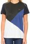Camiseta Lacoste Recortes Cinza/Azul/Branca - Marca Lacoste
