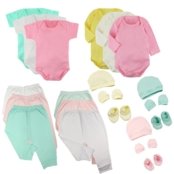 Kit Roupas de Bebê 21 Peças Body e Mijão Liso e Acessórios Rosa - Marca Koala Baby