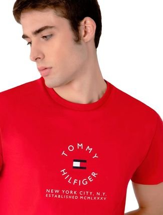 Camiseta Tommy Hilfiger Masculina Core Logo Tee Vermelha - Compre