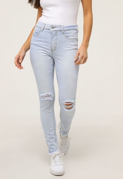Calça Jeans Guess Skinny Delavê Destroyed Azul - Marca Guess