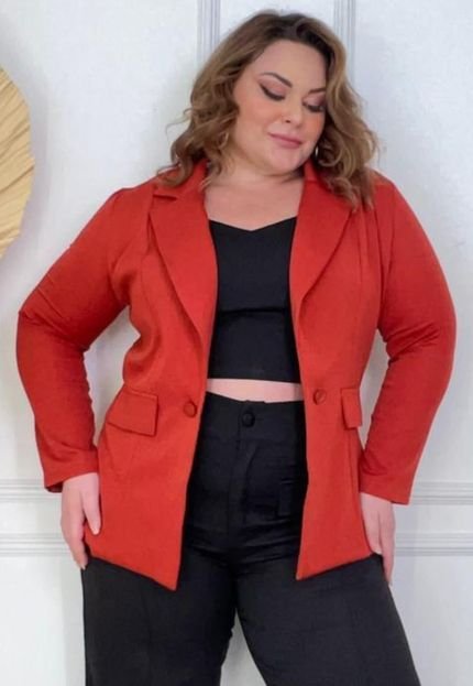 Blazer Feminino Plus Size Alfaiataria Com Forro G Gg  Telha - Marca Ana Maya Curves