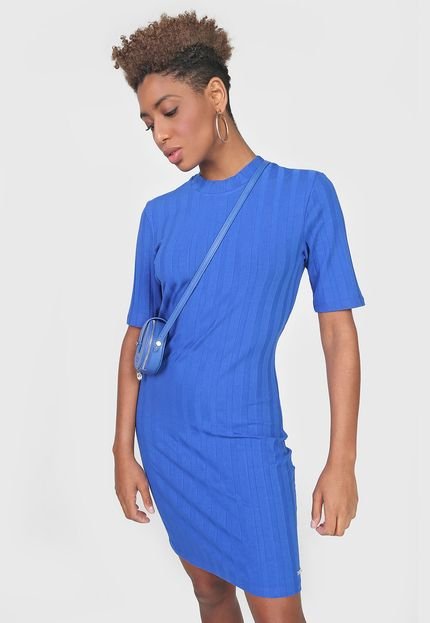 Vestido Colcci Curto Canelado Azul - Marca Colcci