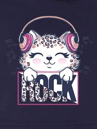 Moletom Canguru Infantil Menina Estampado Cat Rock Marinho
