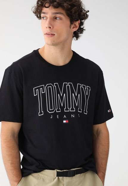 Camiseta Tommy Jeans Reta Estampada Preta - Marca Tommy Jeans