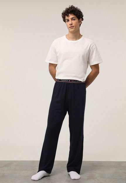 Calça de Pijama Tommy Hilfiger Reta Logo Preta - Marca Tommy Hilfiger