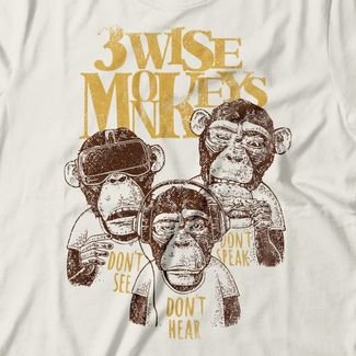 Camiseta Feminina Three Wise Monkeys - Off White