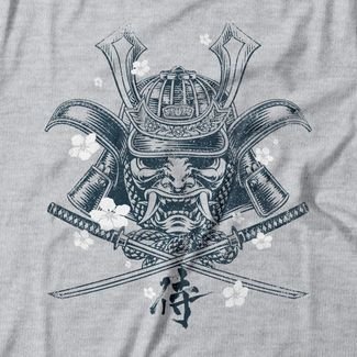 Camiseta Feminina Samurai Helmet - Mescla Cinza