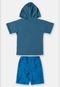 Conjunto Camiseta com Capuz e Bermuda Up Baby Azul - Marca Up Baby