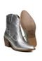 Bota Texana Western Bico Fino Cano Curto Country Couro Metalizado Prata Kuento Shoes - Marca KUENTO SHOES