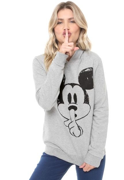 Moletom Flanelado Fechado Cativa Disney Mickey Cinza - Marca Cativa Disney