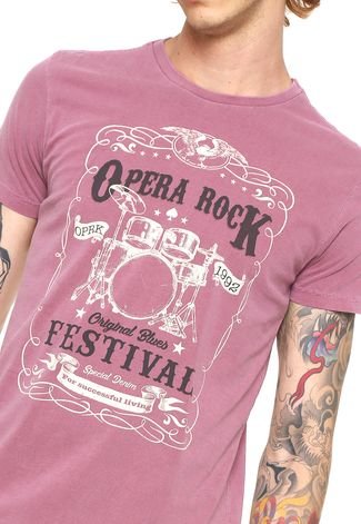 Camiseta Opera Rock Estampada Rosa