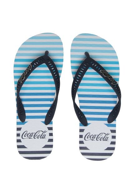 Chinelo Coca Cola Shoes Bars Branco/Azul-Marinho - Marca Coca Cola