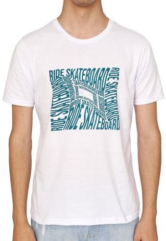 Camiseta Ride Skateboard Lettering Branca
