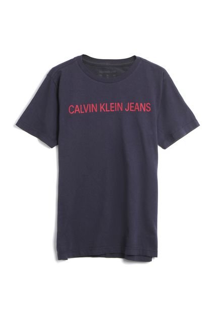 Camiseta Calvin Klein Kids Menino Escrita Azul-Marinho - Marca Calvin Klein Kids