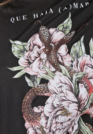 Camiseta Colcci Floral Preta