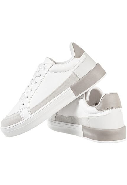 Tenis Casual Feminino Gigil Flat Recortes Sola Detalhe Branco - Marca Gigil