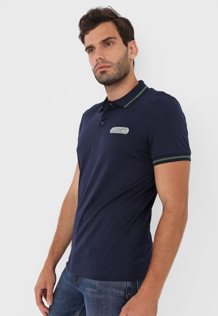 Camisa Polo Lacoste Reta Color Block Azul-Marinho/Verde - Marca Lacoste